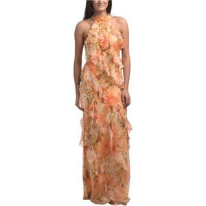 MIKAEL AGHAL Floral Ruffle Gown